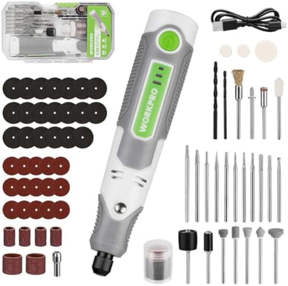 WORKPRO Strumento Multifunzione, Utensile Rotante Kit da 3,6 V Senza Fili, Mini
