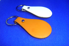  2 Two COLORS PU Leather Key Fob Blank KEY RING DIY Laser Engraving WRITE OK