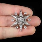 Pin In 14k White Gold Plated 925 Sterling Silver Round Moissanite Brooch