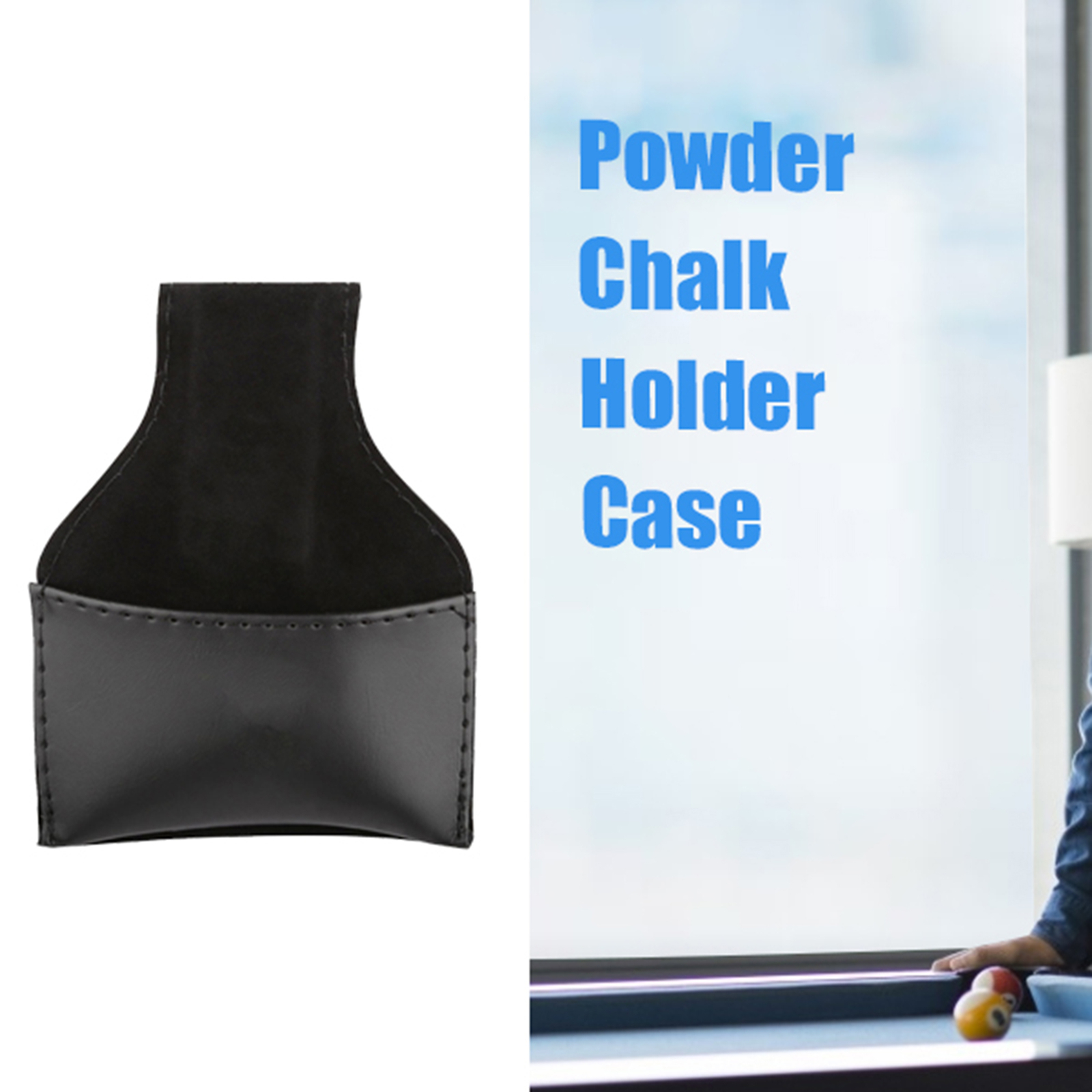 Leather PU Snooker Billiard Chalk Holder Pouch Bag Chalks Pocket