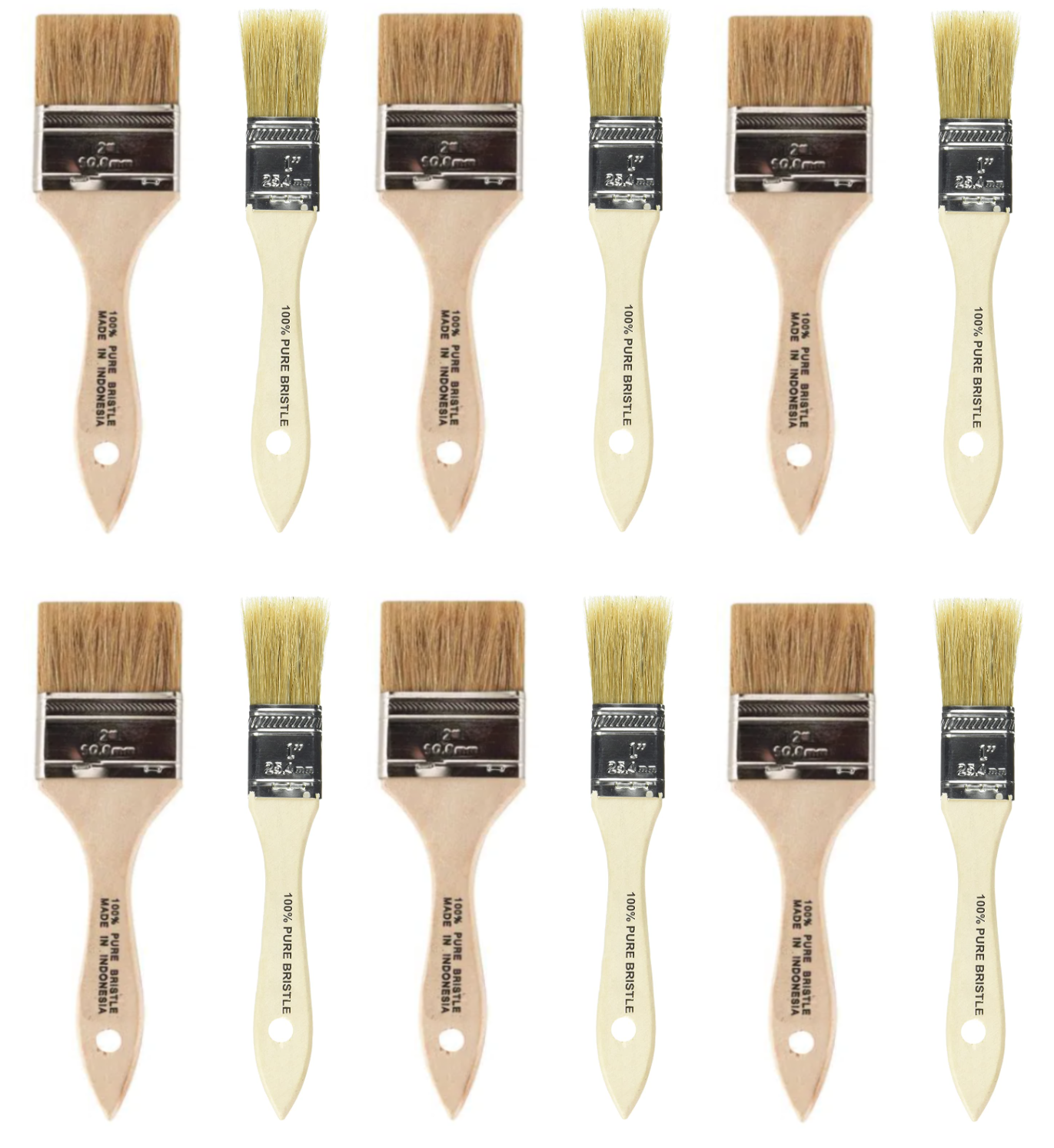 Wooster F5117 Brush KIt (6) 1" and (6) 2" Chip Brushes for Fiber