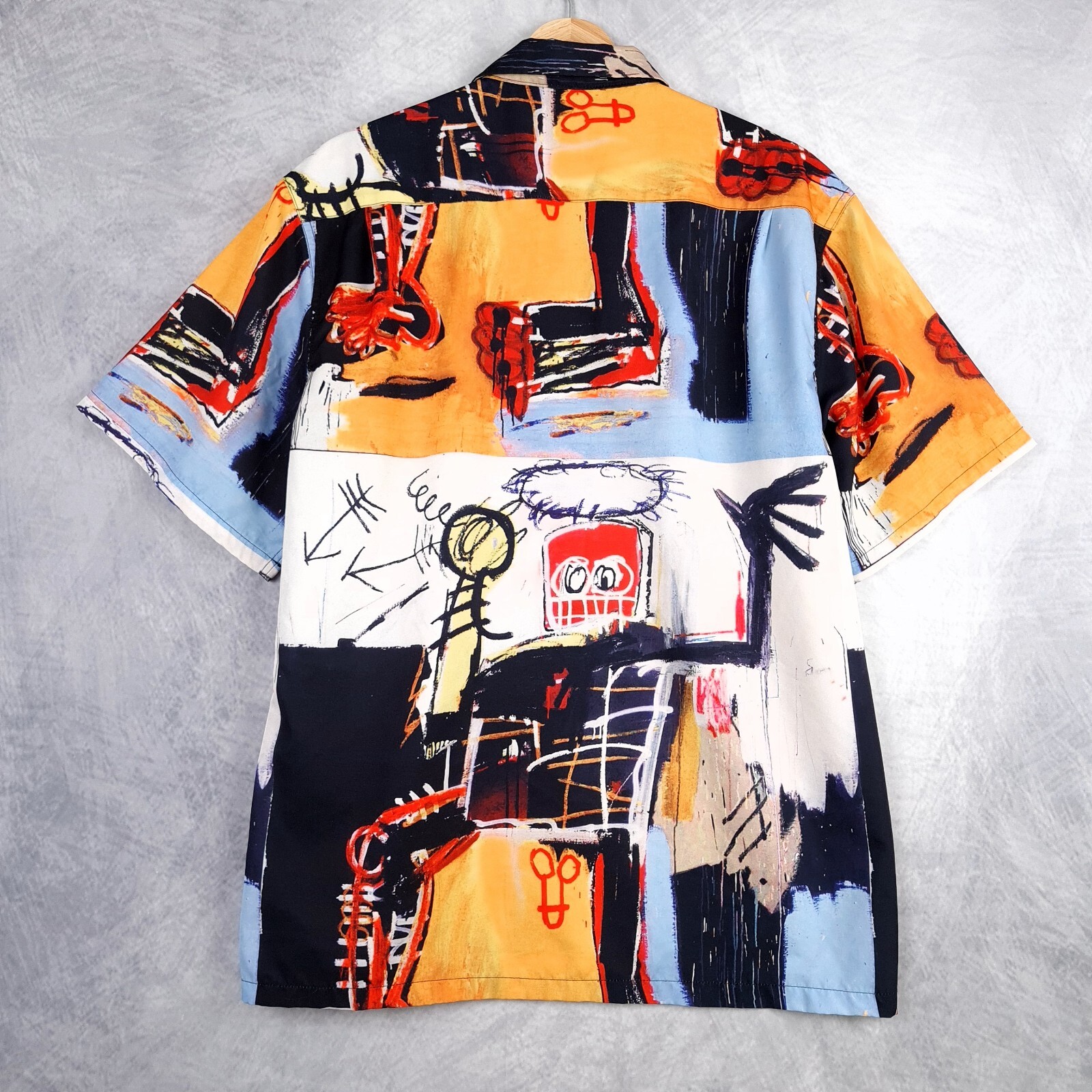 WACKO MARIA JEAN MICHEL BASQUIAT Shirt Mens Large All Over Print 