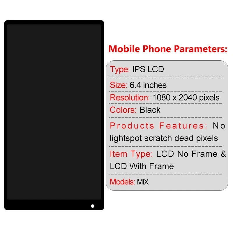 Para Xiaomi Mi Mix Pantalla LCD Pantalla Táctil Digitalizador Conjunto Completo Repuesto Foto 4 de 4