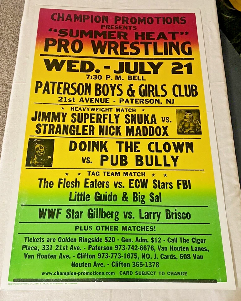 Póster vintage de lucha libre local de los años 90 Jimmy "Super Fly" Snuka, Doink The Clown Foto 4 de 4