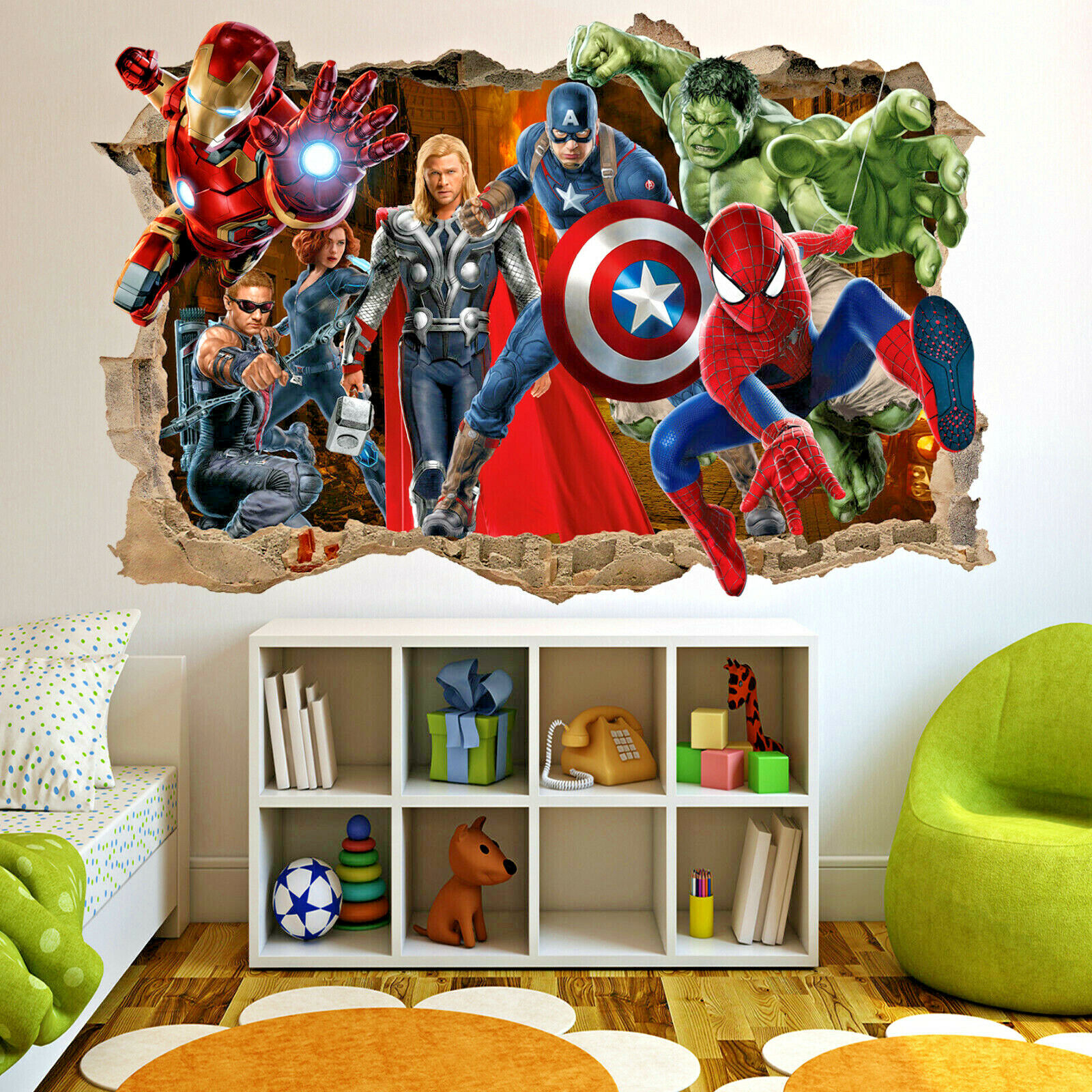 Superheroes Avengers Spiderman Hulk Wall Stickers Art Murals Boys ...