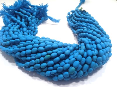 SLIPPING BEAUTY TURQUOISE ESTABLISHE SMOOTH OVAL 5X6-5X8MM GEMSTONE BEADS 18''