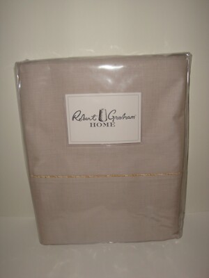 Robert Graham Fine Line King Flat Sheet Biscotto Light Beige Cotton $200
