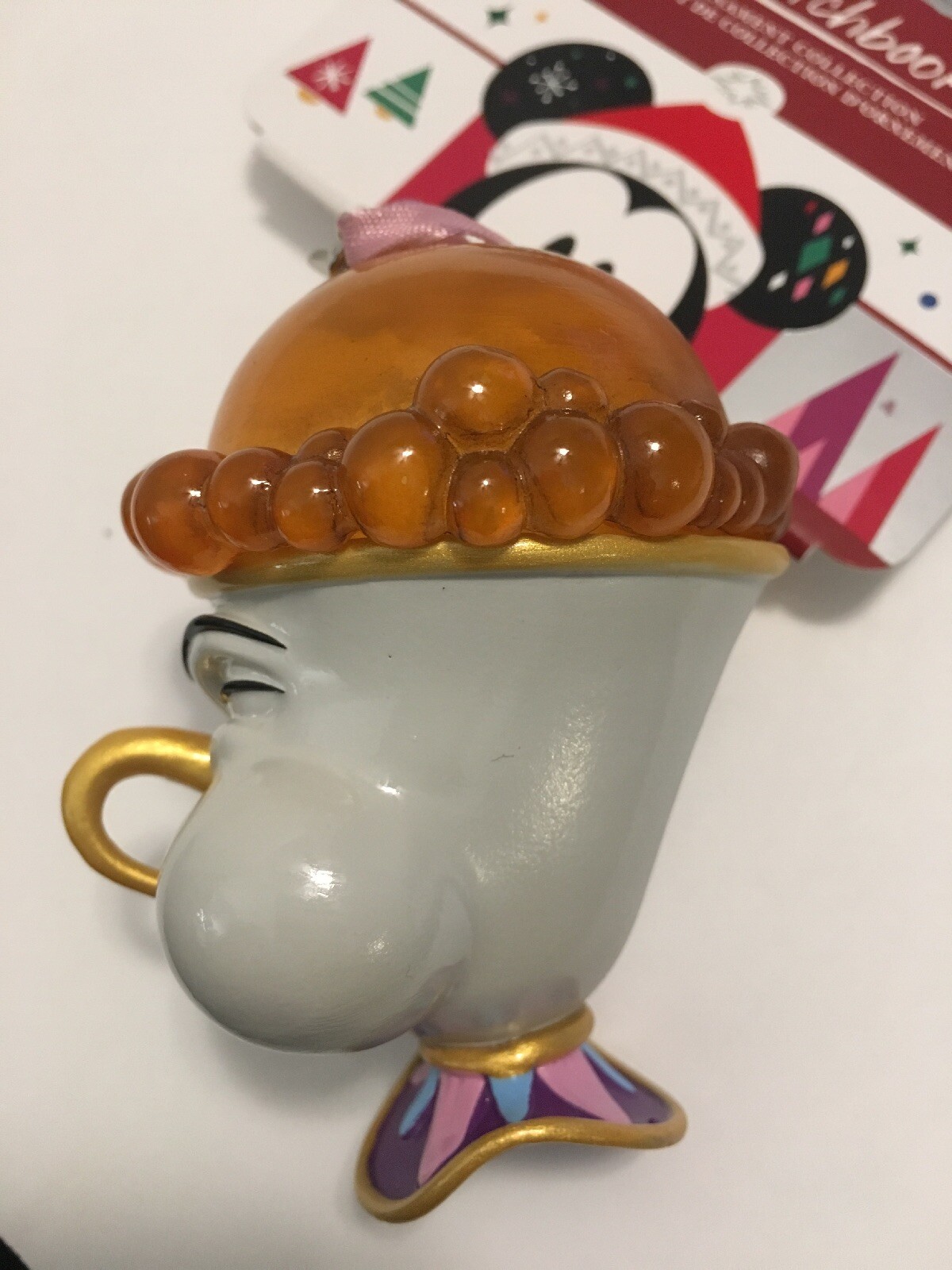 New Disney Store Chip Blowing Bubbles Christmas Ornament Beauty And The