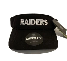 Raiders Visor Hat Cap Decky Adjustable Black Custom Embroidered