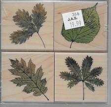 HERO ARTS rubber stamp set MORE REAL LEAVES wood mounted