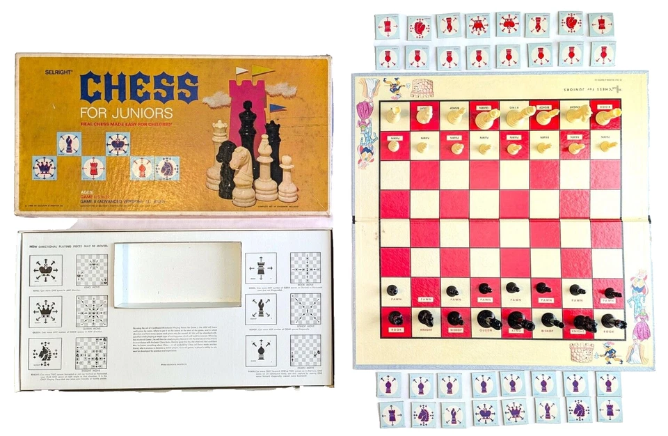 Vintage Chess For Juniors 1965 Learning Board Game SelRight Selchow Righter USA - Image 2 of 4