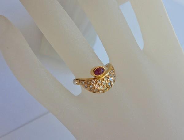 *Brilliant ring ring with ruby brilliant 0.55 ct … - image 5