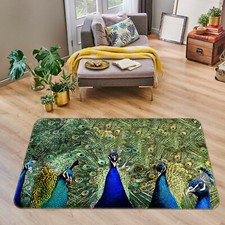 3D Blue Peacock B064 Animal Non Slip Rug Mat Elegant Photo Carpet Zoe