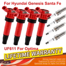 Pack of 4 Ignition Coil & Spark Plug Set for 2011-2015 Kia Sorento 2.4L UF611 US