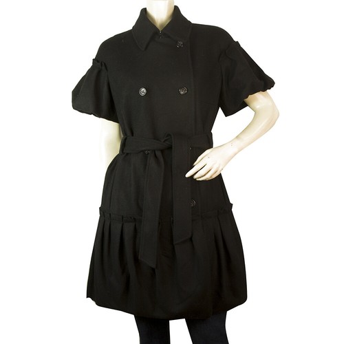 Valentino Red Black Short Sleeves Woolen Ruffle Co