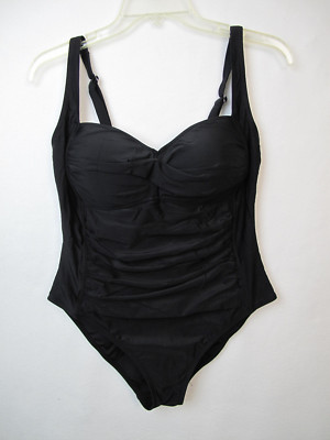 H2OH Colours One Piece Swim Suit Womens Size M Black 