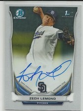 Zech Lemond San Diego Padres 2014 Bowman Chrome Draft Autograph