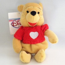 VTG Pooh w Red Heart Sweater DISNEY Mini Bean Bag Plush 8" Winnie the Bear NWT