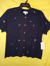 Free Assembly SS Patch Pkt Cardigan Sz.L 12-14 Marine Summer Theme Dark Navy