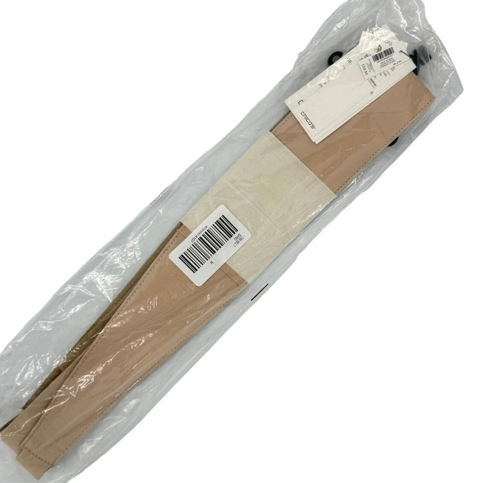 Chico's Reversible Kings Obi 皮带沙子全新带标签麂皮绒皮革奶油色腰带 — 第 4/4 张图片