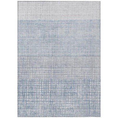 3x5 ft. Sky Blue & Ivory Geometric Washable Transitional Indoor & Outdoor Rec...