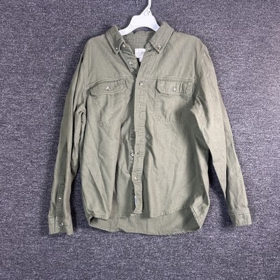 Lucky Brand Men s Size Large Forest Green Bottom Down Long Sleeve 100% Cotton