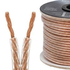 50FT Speaker Wire 16AWG 2 Conductor Soft Audio Cable Home Car Bulk Cord - Clear