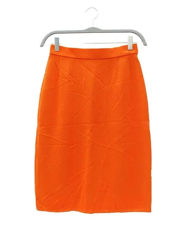 Yves Saint Laurent Orange Rayon Skirt Size 9 Plain Fashion Women's Clothing