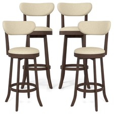 30.5" Bar Height Chairs Set of 4 Swivel High Barstool w/ Padded Seat  Backrest