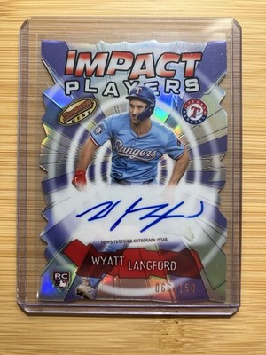 2024 Bowman Best Wyatt Langford Impact Players RC Autograph 66/150 Texas Rangers