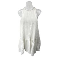 Urban Outfitters Maisy White Sleeveless Ruffle Racerback Mini Tank Shift Dress M