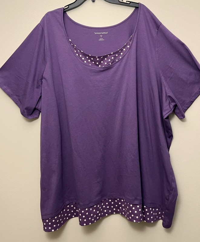 NWOT Size 4X 34/36W from WOMAN WITHIN- Scoop Neck SHORT-SLEEVED T-SHIRT purple