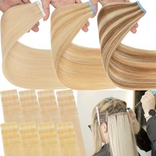 Invisible Tape In Remy Human Skin Weft 100 Hair Extensions THICK Full Head 150G