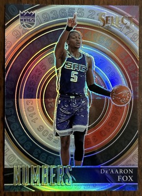 2020 PANINI SELECT De AARON FOX HOLO SILVER PRIZM NUMBERS INSERT NO. 39 SPURS