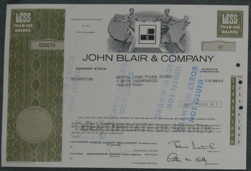 John Blair & Company 1971 25 Shares - Bild 1 von 1