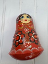 Russian Nevalyashka Musical Roly Poly Doll Beautiful colored  Signed and dated