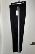 Athletic Works Track Pants Men's Large 36-38 Black /Side Stripe Joggers Pockets