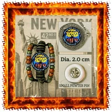 FAMOUS 80’S BAND SET 🇬🇧 BEADS PUNK LEATHER BRACELET➕NECKLACE ➕PIN