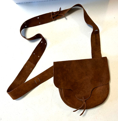 Vintage Brown Leather Possibles Bag Mozzleloader Hunter Powder Crossbody Purse