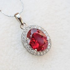 28 Ct Natural Red Ruby Pendant   Certified Loose Gemstone in Solid 925 Silver
