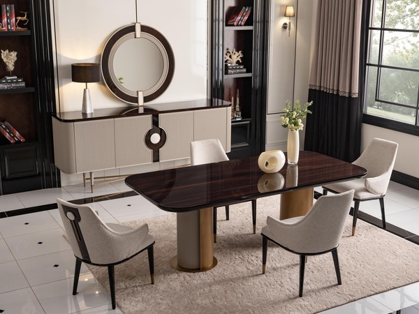 Luxus Essgruppe Esszimmer Esstisch Essecke StüHle Beige Holz Set 7Tlg-image