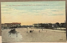 1913 Wildwood NJ, Crest Pier, Bathing Beach, Seward, Cape May County, Postcard