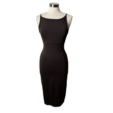 Susana Monaco Dark Brown Bodycon Sleeveless Midi Slip Dress Women's Medium