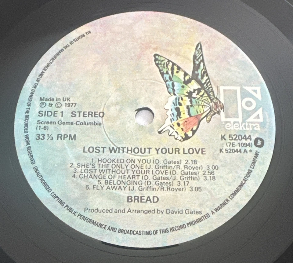 Bread - Lost Without Your Love ~ Lp Vinyl Record EX / EX - Image 4 of 4