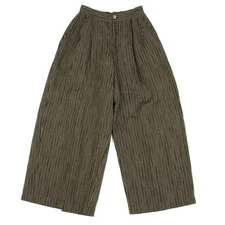 ISSEY MIYAKE Cotton Linen Striped Back Half Wrap Wide Pants Size M(K-162935)