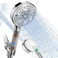 Filtered Shower Head Handheld Chrome | 9 Spray Settings | Hard Water & Chlori...