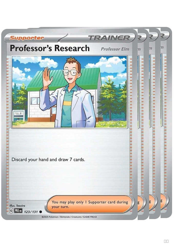 4x Pokemon PRE Professor's Research [Professor Elm] 123/131 NM Normal