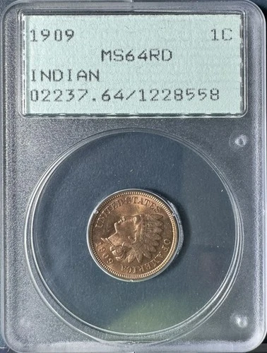 1909 Indian Head Cent 1c, PCGS Rattler MS 64 RD #228558