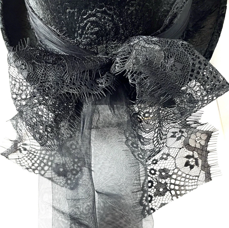 Espíritu Negro Steampunk Encaje Velo Disfraz Sombrero Top Vampiresa Gótico Juegos con disfraces Magia Foto 2 de 4