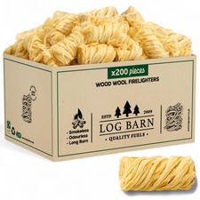 Log Barn Natural Firelighters Box of 200 Fire Lighters for Wood Burners Pizza 0.09 per lighter